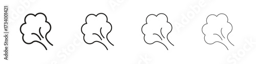 Smoke icons designed in outline, line and stroke style