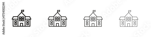 school icons designed in outline, line and stroke style