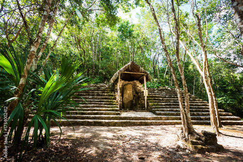 Coba pyramids archeological site in Mexico