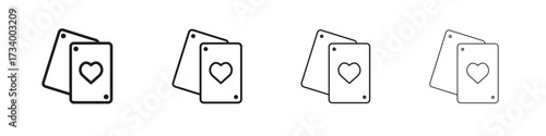 Playing cards icons designed in outline, line and stroke style