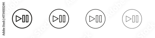 Play pause icons designed in outline, line and stroke style