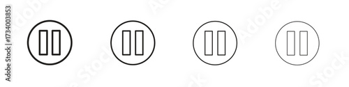 Pause icons designed in outline, line and stroke style