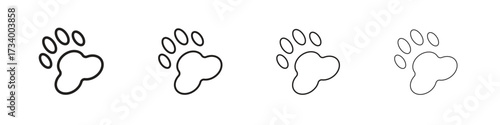 Paw icons designed in outline, line and stroke style