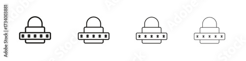 Password icons designed in outline, line and stroke style