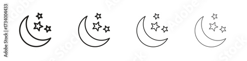 Moon stars icons designed in outline, line and stroke style