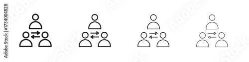 Mediator icons designed in outline, line and stroke style