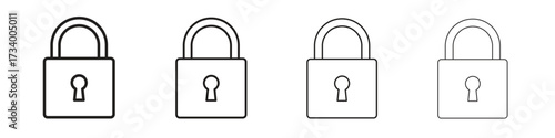 Lock icons designed in outline, line and stroke style