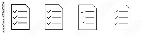 List check icons designed in outline, line and stroke style