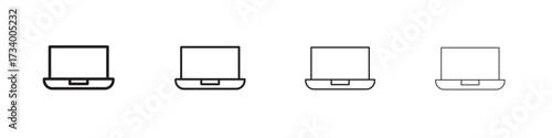 Laptop icons designed in outline, line and stroke style