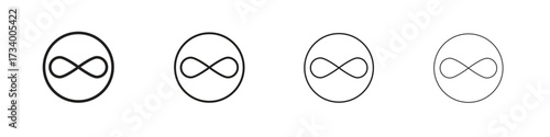 Infinity icons designed in outline, line and stroke style