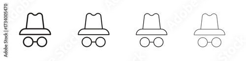 Incognito icons designed in outline, line and stroke style