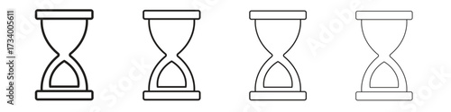 Hourglass end icons designed in outline, line and stroke style