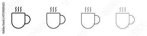 Hot coffee Mug icons designed in outline, line and stroke style