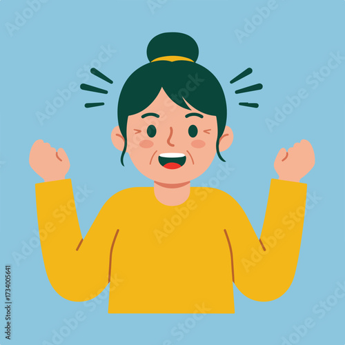Joyful person with fists raised in celebration