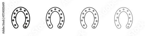 Horseshoe icons designed in outline, line and stroke style