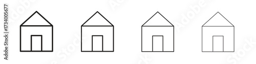 Home icons designed in outline, line and stroke style