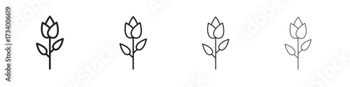 Flower tulip icons designed in outline, line and stroke style