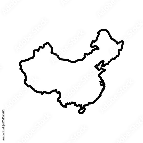 China country map outline icon isolated on transparent background