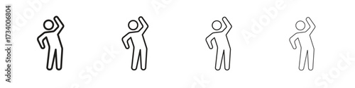 Fitness exercise icons designed in outline, line and stroke style