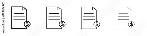 File invoice icons designed in outline, line and stroke style