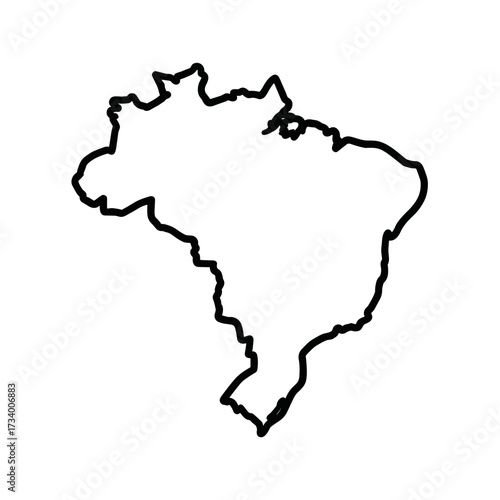 Brazil country map outline icon isolated on transparent background