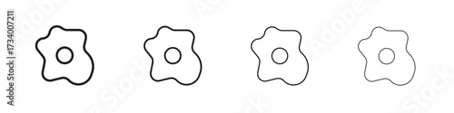 Egg fried icons designed in outline, line and stroke style