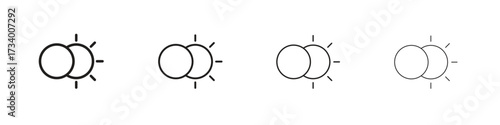 Eclipse icons designed in outline, line and stroke style