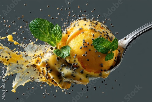 Mango Ice Cream Splash - A Refreshing Summer Treat with Mint.