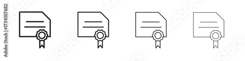 Diploma icons designed in outline, line and stroke style