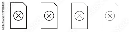 Delete Document icons designed in outline, line and stroke style