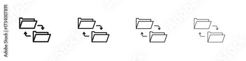 Data transfer icons designed in outline, line and stroke style