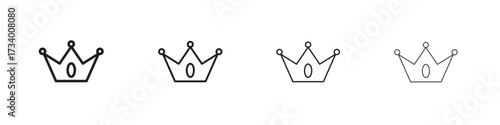 Crown icons designed in outline, line and stroke style