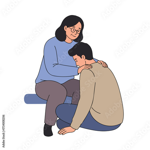 Woman offering comfort and support to a distressed man