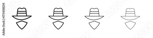Cowboy icons designed in outline, line and stroke style