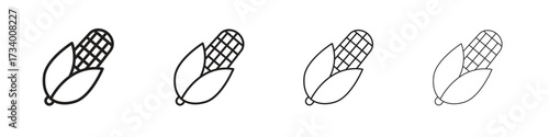 Corn icons designed in outline, line and stroke style