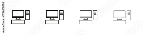 Computer icons designed in outline, line and stroke style