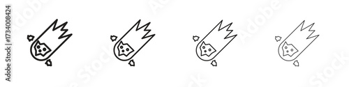 Comet icons designed in outline, line and stroke style
