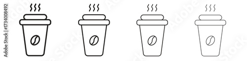 Coffee icons designed in outline, line and stroke style