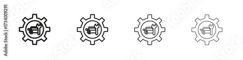 Car mechanic icons designed in outline, line and stroke style