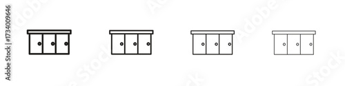 Cabinet icons designed in outline, line and stroke style