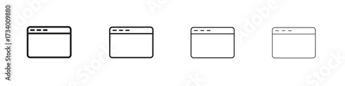 Browser icons designed in outline, line and stroke style