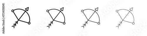 Bow arrow icons designed in outline, line and stroke style