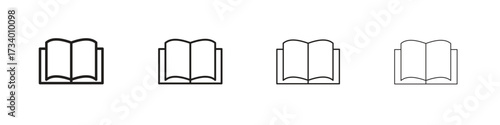Book icons designed in outline, line and stroke style