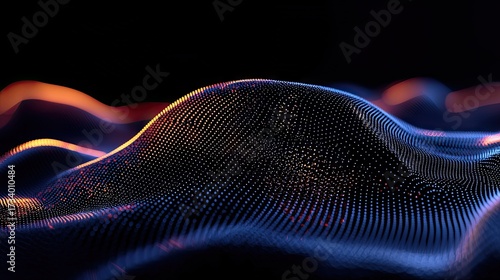 Abstract digital wave pattern with glowing points.