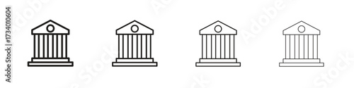 Bank icons designed in outline, line and stroke style