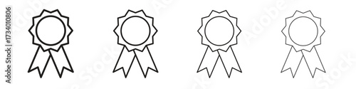 Badge icons designed in outline, line and stroke style