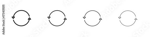 Arrows repeat icons designed in outline, line and stroke style