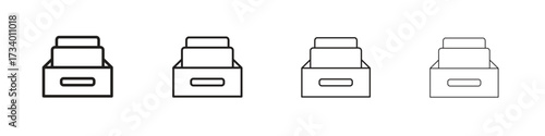 Archive icons designed in outline, line and stroke style