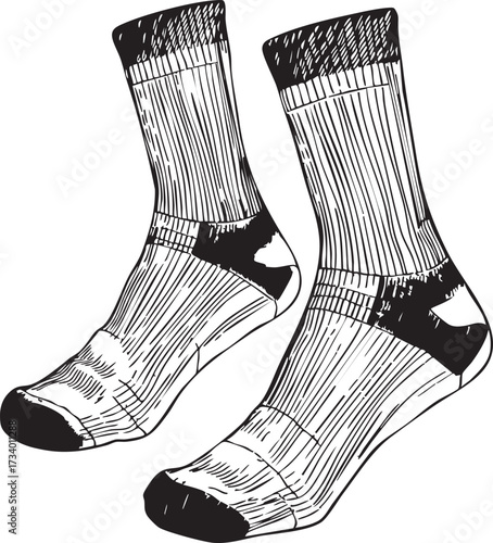 isolated outline illustration of socks