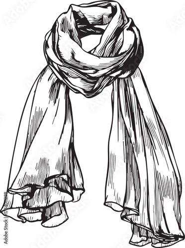 isolated outline illustration of scarf